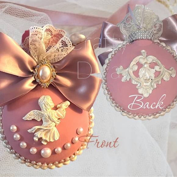 Shabby Chic Christmas Tree Ornament Set 3, X-Mas Tree decorations, Victorian - Picture 8 of 15